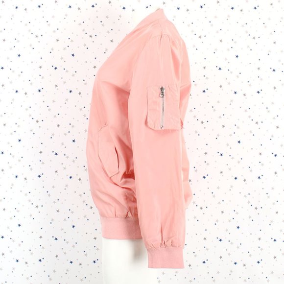 Light Pink Long Zip Up Bomber Jacket - Picture 4 of 8